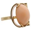 Vintage Angel Skin Coral Cabochon Ring 14K Gold side angle