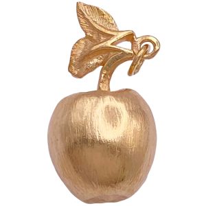 Vintage Apple Charm 14K Gold Three-Dimensional