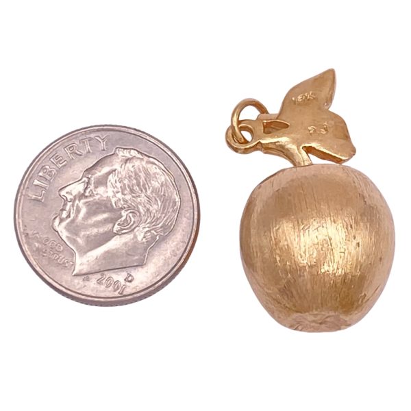 Vintage Apple Charm 14K Gold Three-Dimensional size