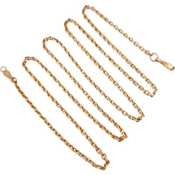Vintage Cable Link Chain Necklace 14K Gold 25 Length full