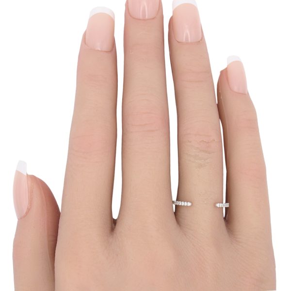 0.07ctw Diamond Petite Open Band Ring 14K Yellow or White Gold worn