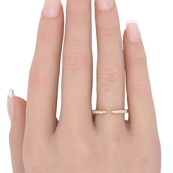 0.13ctw Diamond Open Cathedral Band Ring 14K Yellow Gold worn