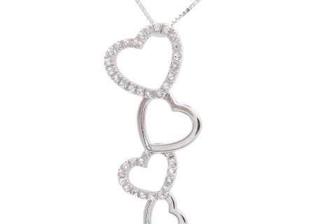 0.46ctw White Sapphire Graduated Heart Necklace 14K Gold