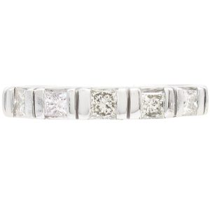 0.47ctw Princess Cut Diamond Band Ring 18K White Gold