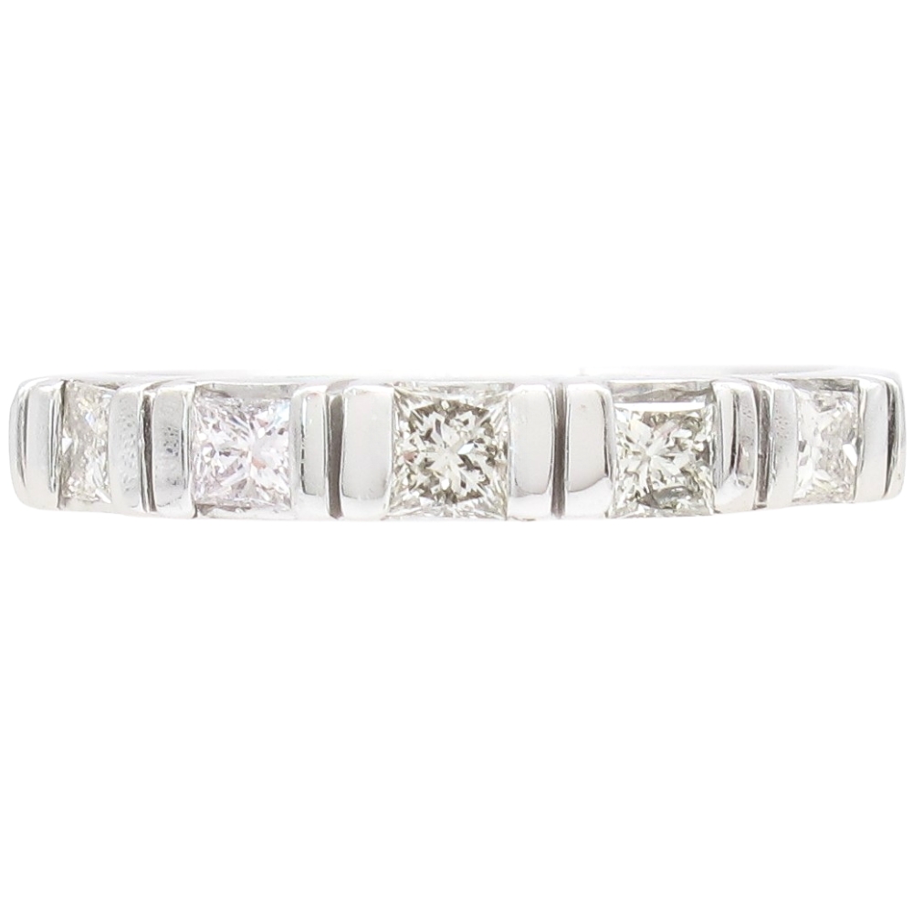0.47ctw Princess Cut Diamond Band Ring 18K White Gold