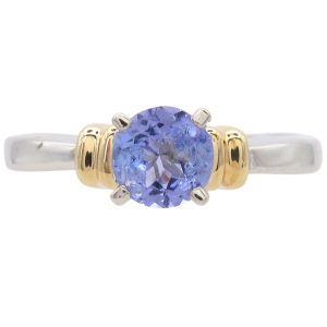 0.66ct Tanzanite Solitaire Ring 14K Two-Tone Gold