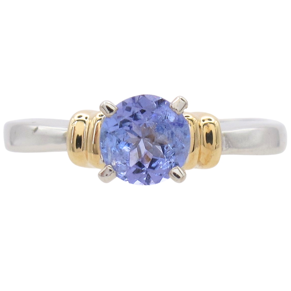 0.66ct Tanzanite Solitaire Ring 14K Two-Tone Gold