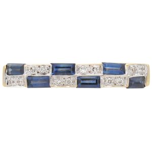 0.72ctw Diamond & Sapphire Geometric Band Ring 18K Gold