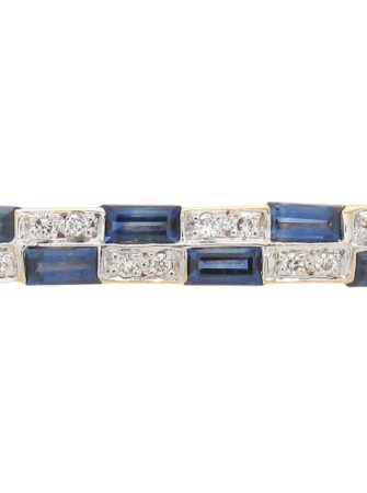 0.72ctw Diamond & Sapphire Geometric Band Ring 18K Gold