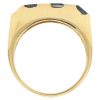 0.72ctw Diamond & Sapphire Geometric Band Ring 18K Gold profile