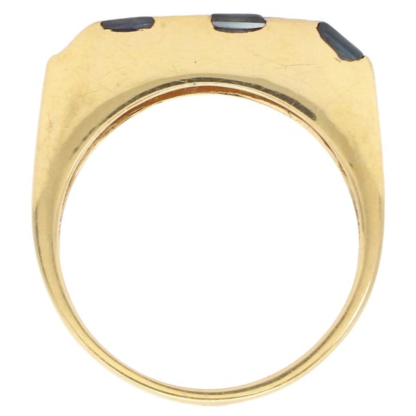 0.72ctw Diamond & Sapphire Geometric Band Ring 18K Gold profile