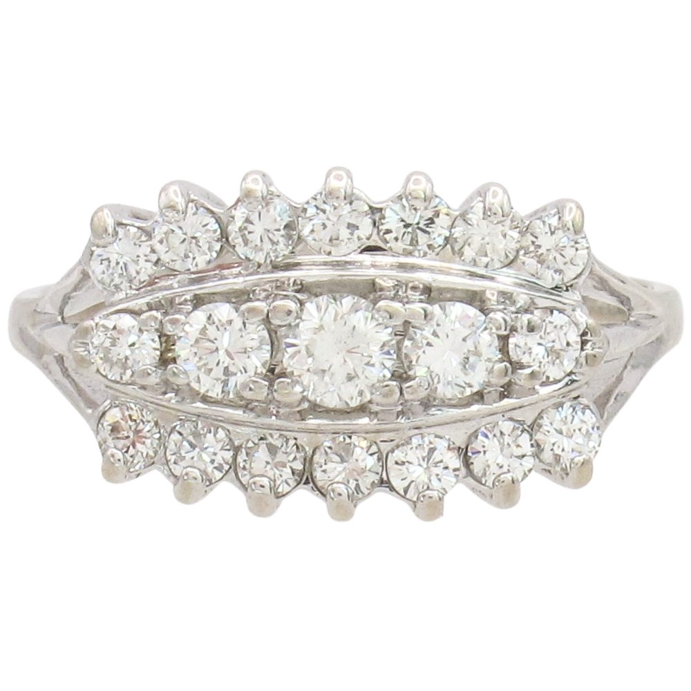0.78ctw Diamond Three-Row Band Ring 14K White Gold
