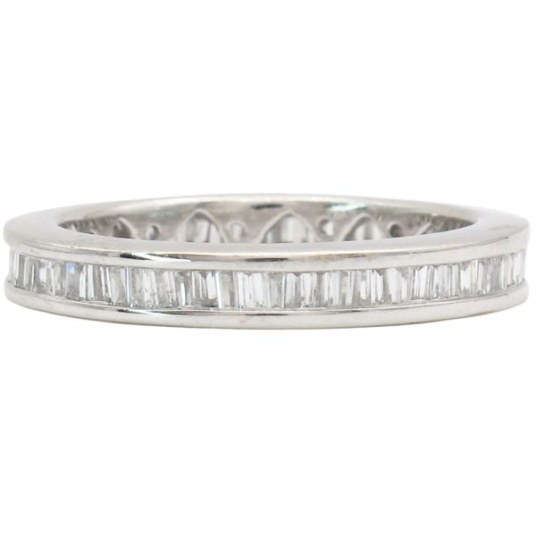 0.80ctw Baguette Diamond Eternity Band Ring 18K White Gold front top angle