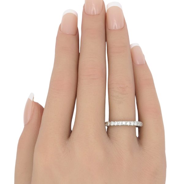 0.81ctw Diamond Eternity Band Ring 14K White Gold worn