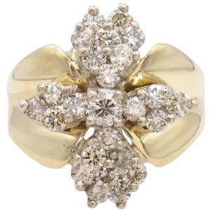 0.84ctw Champagne Diamond Cross Ring 14K Gold