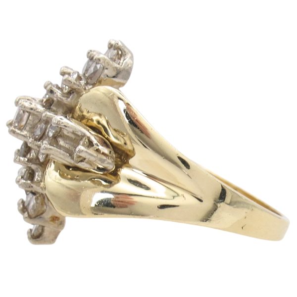0.84ctw Champagne Diamond Cross Ring 14K Gold side