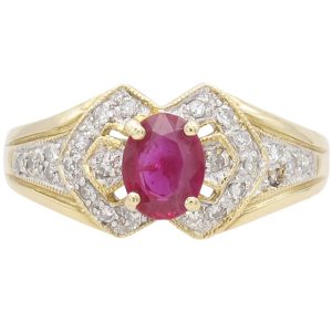 0.89ctw Natural Ruby Ring 14K Two-Tone Gold