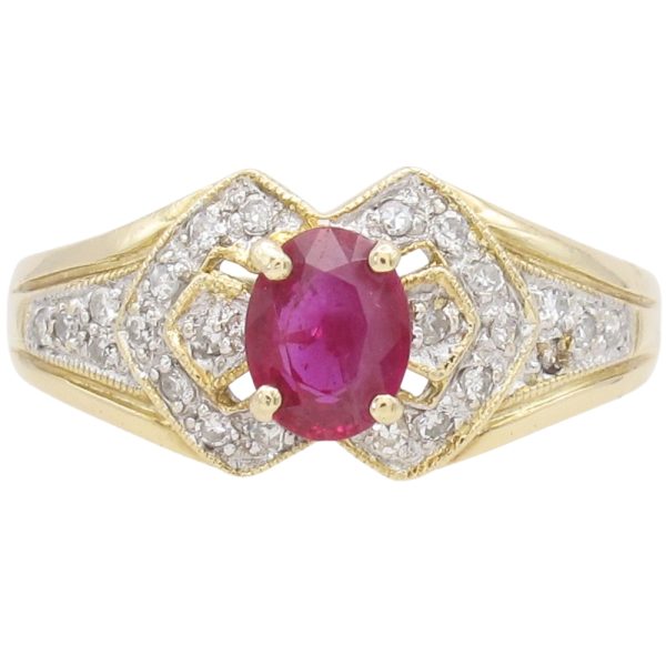 0.89ctw Natural Ruby Ring 14K Two-Tone Gold