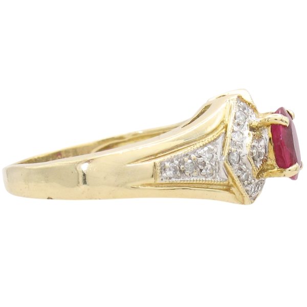 0.89ctw Natural Ruby Ring 14K Two-Tone Gold side