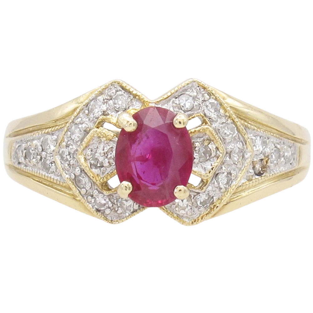 0.89ctw Natural Ruby Ring 14K Two-Tone Gold