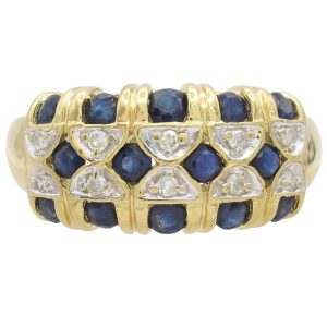 0.99ctw Natural Sapphire Wide Band Ring 14K Gold front