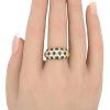 0.99ctw Natural Sapphire Wide Band Ring 14K Gold worn