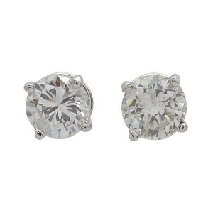 1 carat Round Diamond Solitaire Stud Earrings White Gold 602211