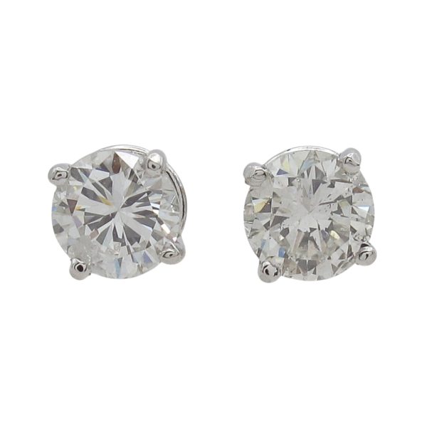 1 carat Round Diamond Solitaire Stud Earrings White Gold 602211