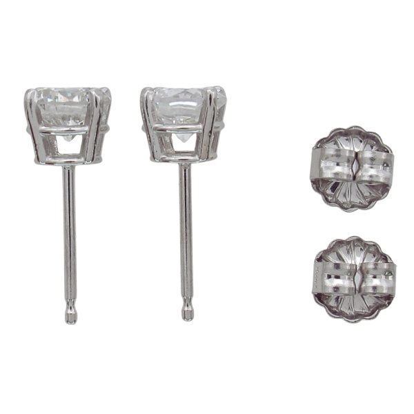 1 carat Round Diamond Solitaire Stud Earrings White Gold Profile 602211