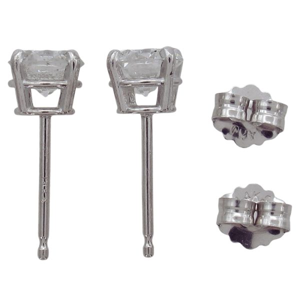 1.00 carat Diamond Stud Earrings White Gold .98 Side