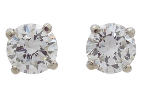 1.00 carat round diamond stud earrings white gold 0.97