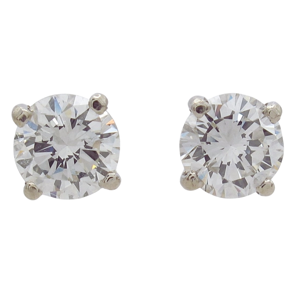 0.97ctw Round Solitaire Diamond Stud Earrings White Gold