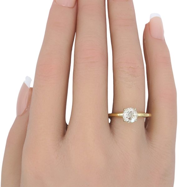 1.0ct Diamond Solitaire Engagement Ring 14K Two-Tone Gold worn
