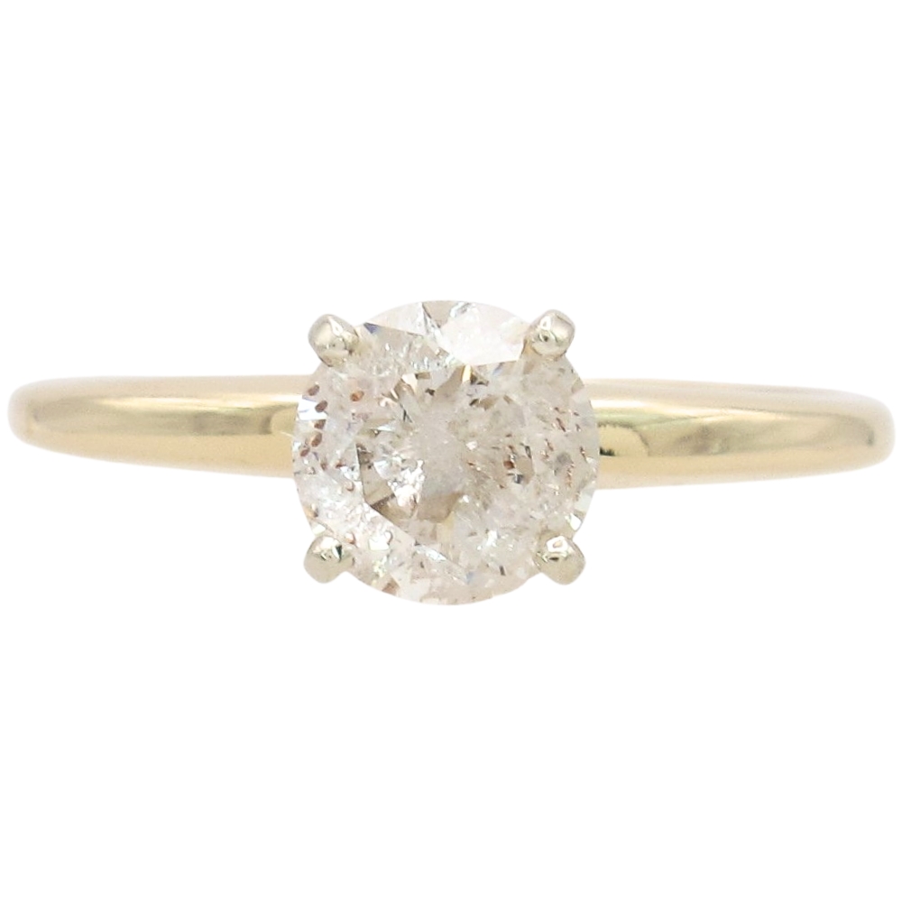 1.0ct Diamond Solitaire Engagement Ring 14K Two-Tone Gold