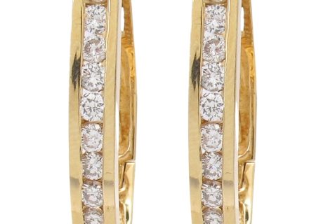 1.0ctw Diamond Oval Hoop Earrings 14K Gold front