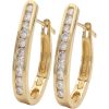 1.0ctw Diamond Oval Hoop Earrings 14K Gold side
