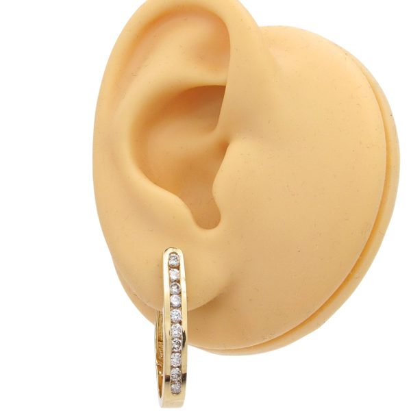 1.0ctw Diamond Oval Hoop Earrings 14K Gold worn