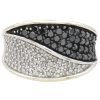 1.0ctw White & Black Diamond Wide Band Ring 14K White Gold