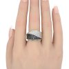 1.0ctw White & Black Diamond Wide Band Ring 14K White Gold worn