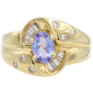 1.13ctw Oval Tanzanite Ring 14K Yellow Gold