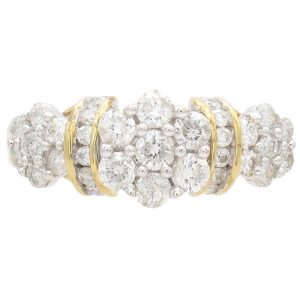 1.16ctw Diamond Triple Cluster Ring 14K Gold