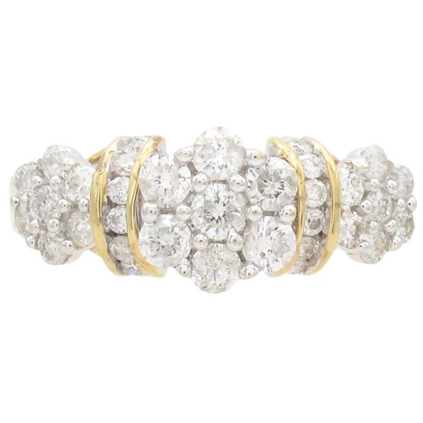 1.16ctw Diamond Triple Cluster Ring 14K Gold