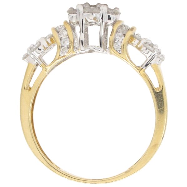 1.16ctw Diamond Triple Cluster Ring 14K Gold profile