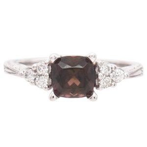 1.19ctw Brown Tourmaline Ring 14K White Gold