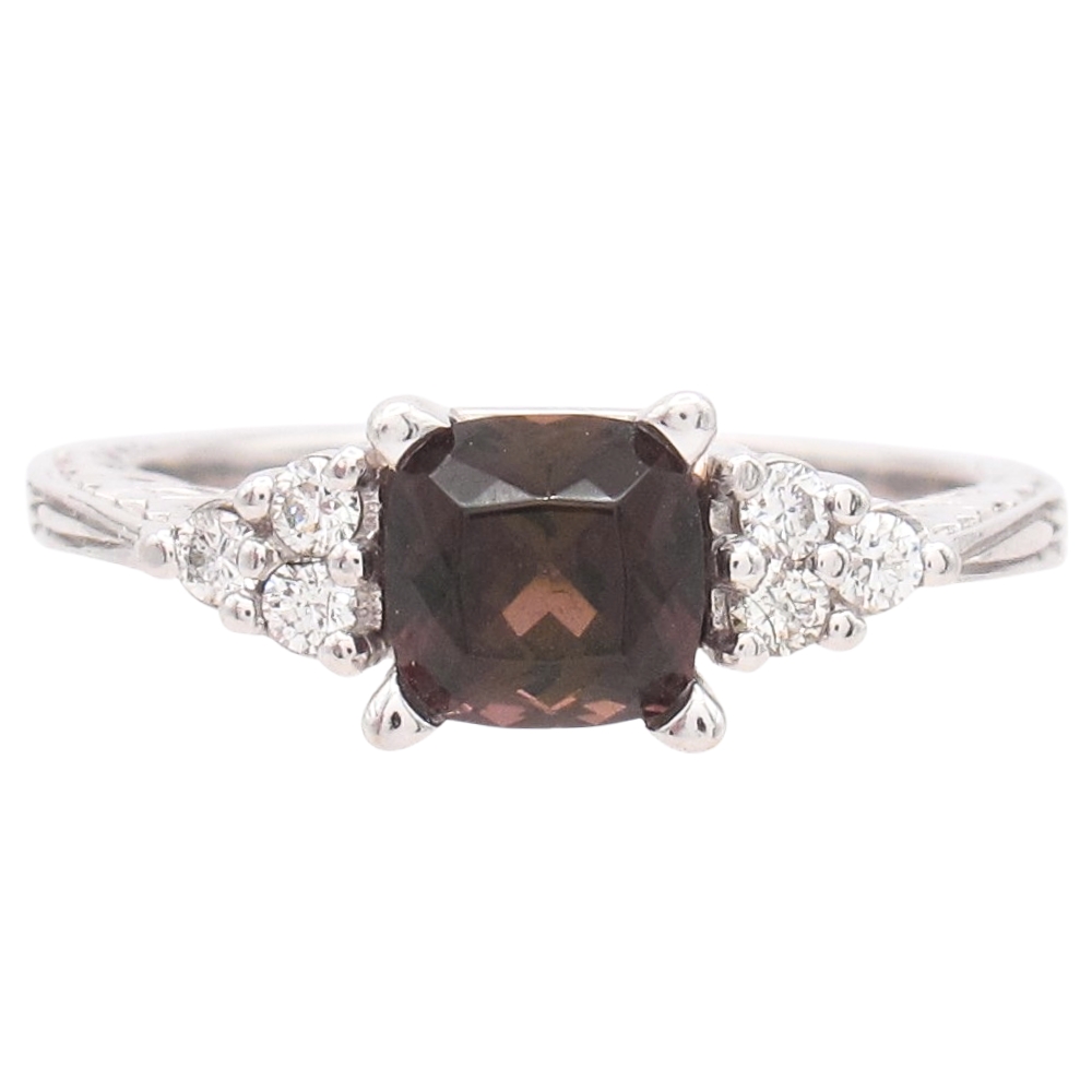 1.19ctw Brown Tourmaline Ring 14K White Gold