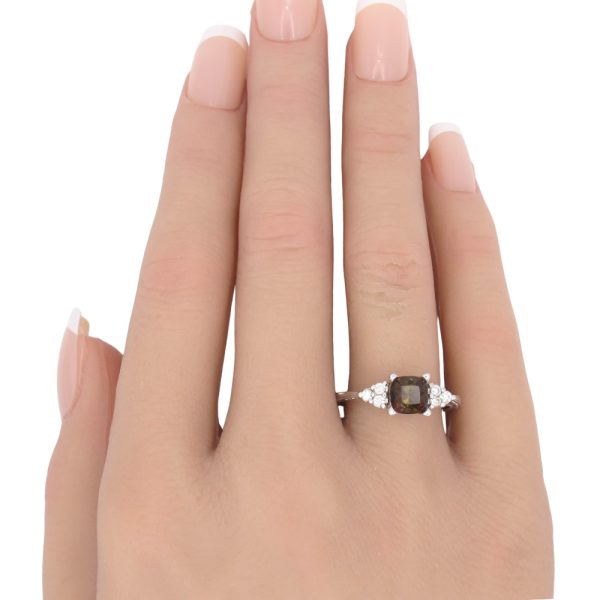 1.19ctw Brown Tourmaline Ring 14K White Gold worn