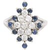 1.20ctw Diamond & Sapphire Cluster Ring 14K White Gold