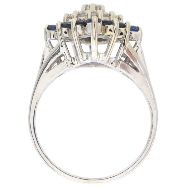 1.20ctw Diamond & Sapphire Cluster Ring 14K White Gold profile