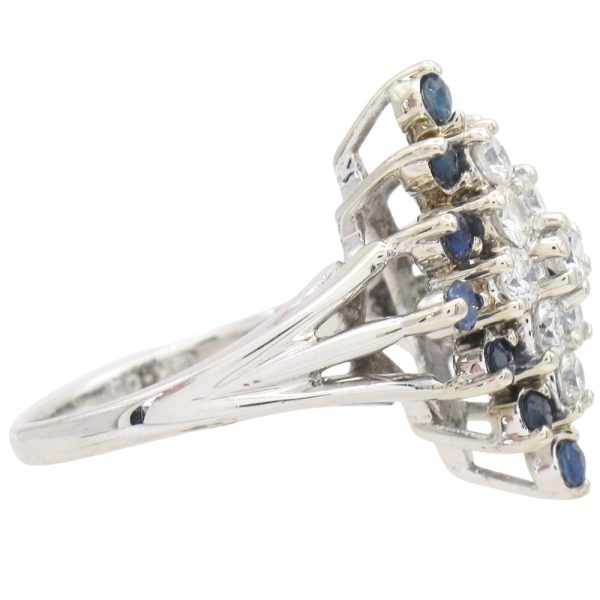 1.20ctw Diamond & Sapphire Cluster Ring 14K White Gold side