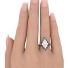 1.20ctw Diamond & Sapphire Cluster Ring 14K White Gold worn